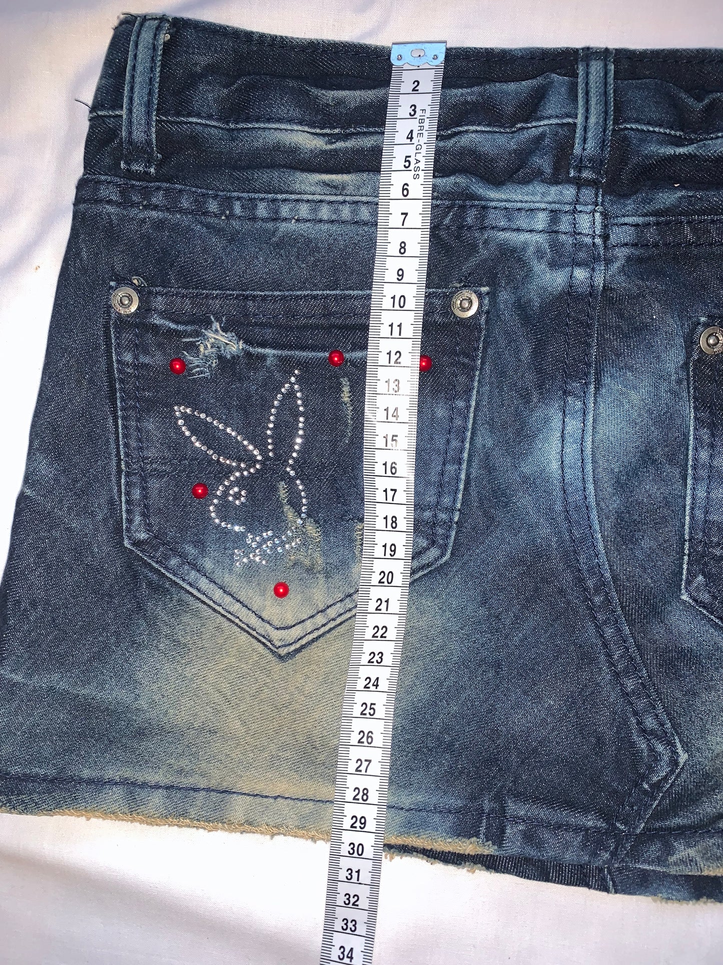 Denim diamente bunny mini skirt