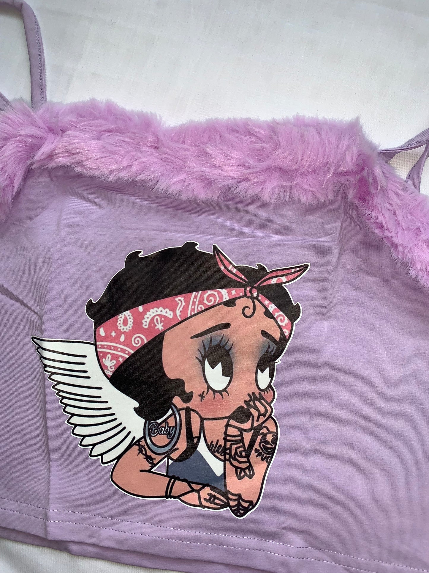 Purple fluffy crop size 8 /10