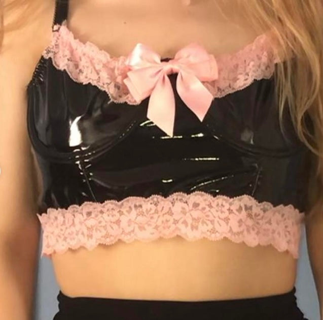 Pink and black doll kill top size L