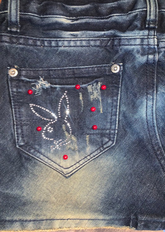 Denim diamente bunny mini skirt