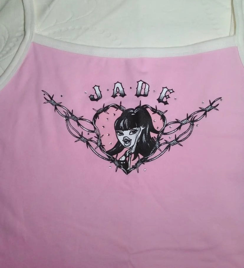 Brat jade singlet diamanté top size L