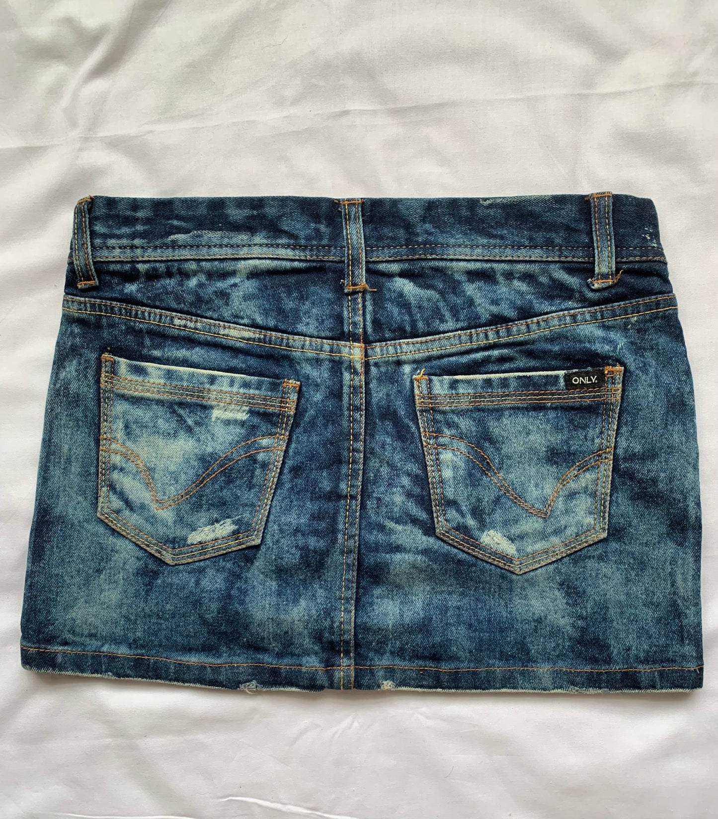 Only jeans denim mini skirt measurements in photo
