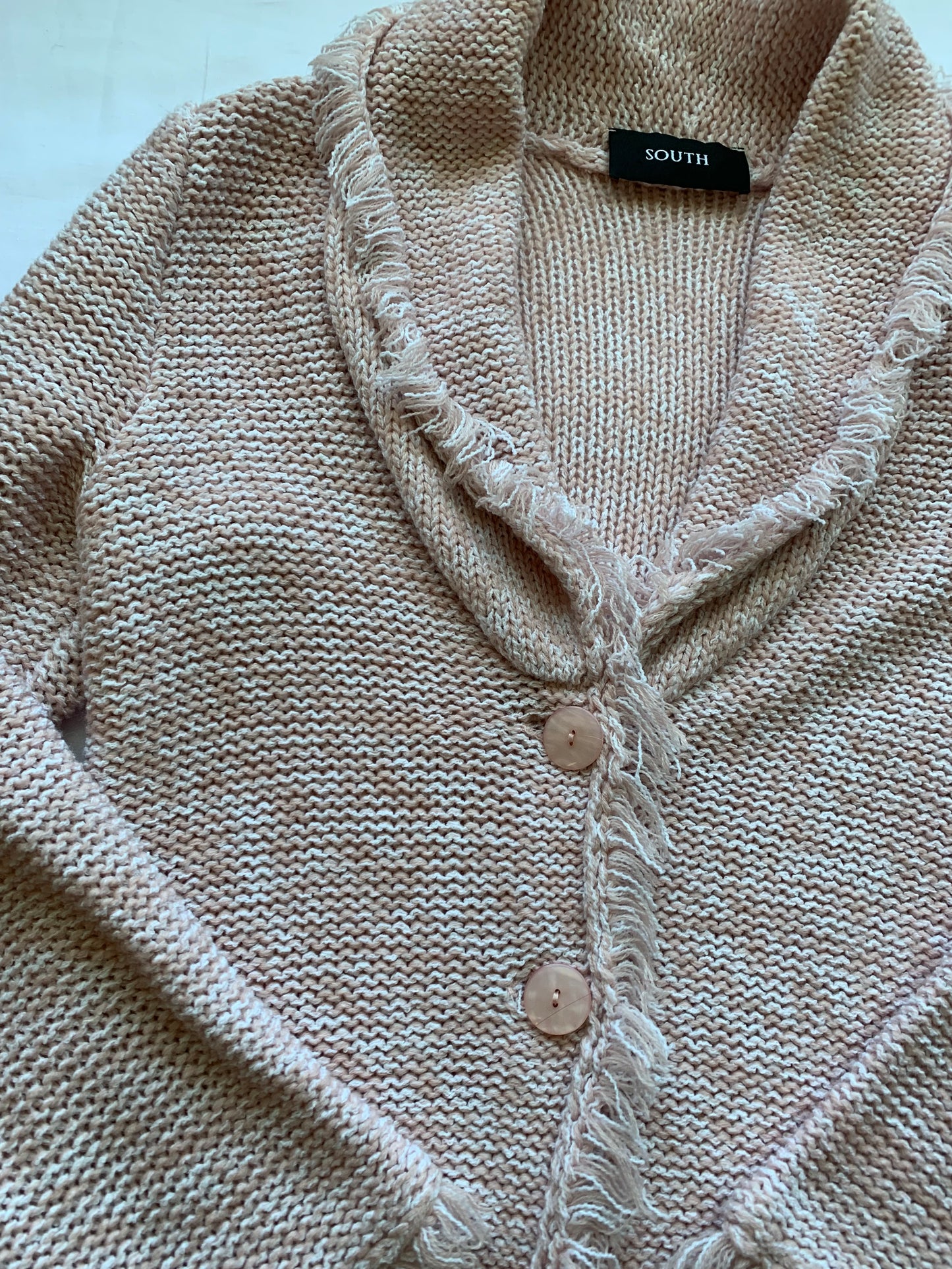 Warm knit button up baby pink cardigan no size