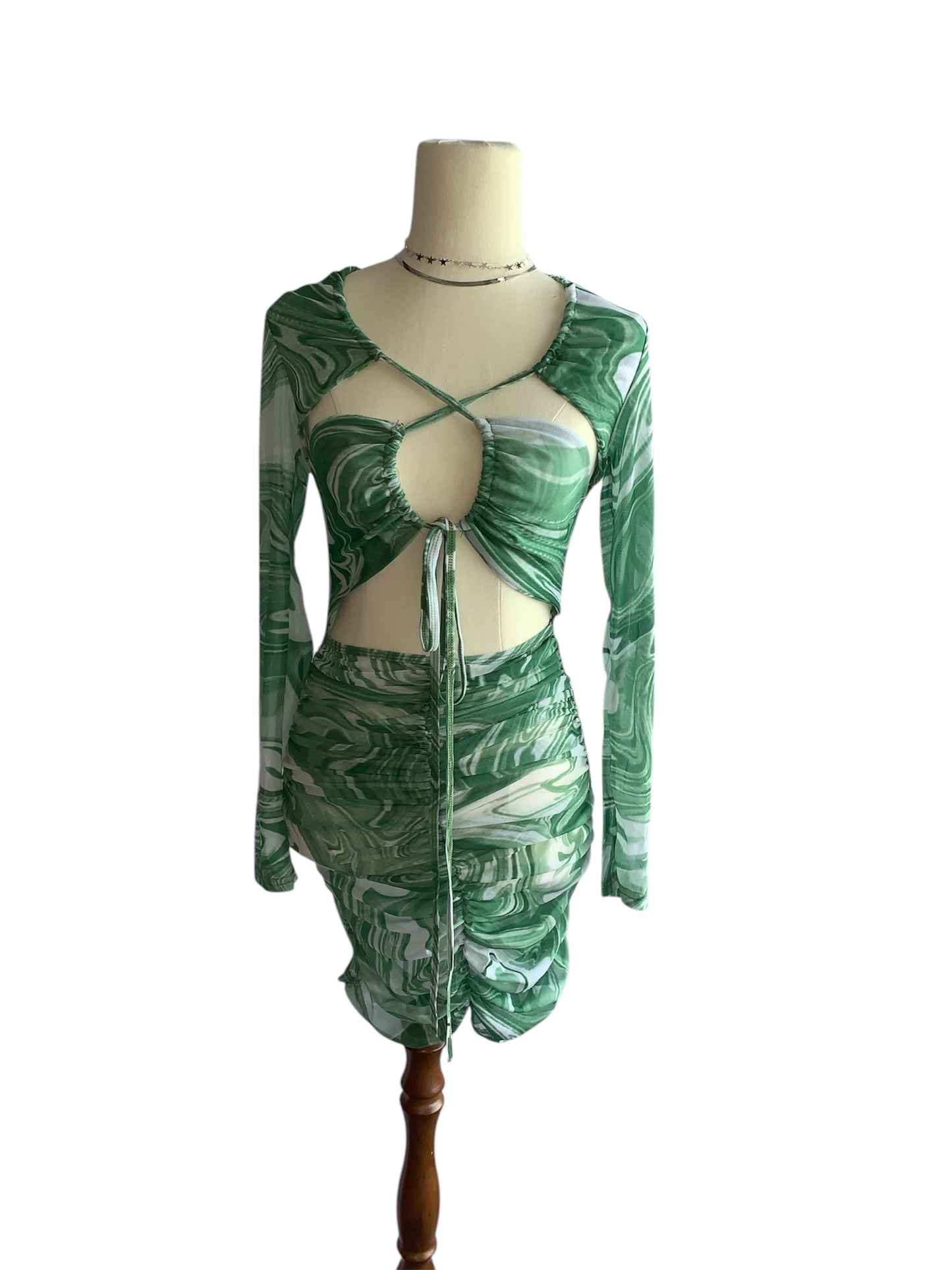 Green tie up front dress size 8 -10