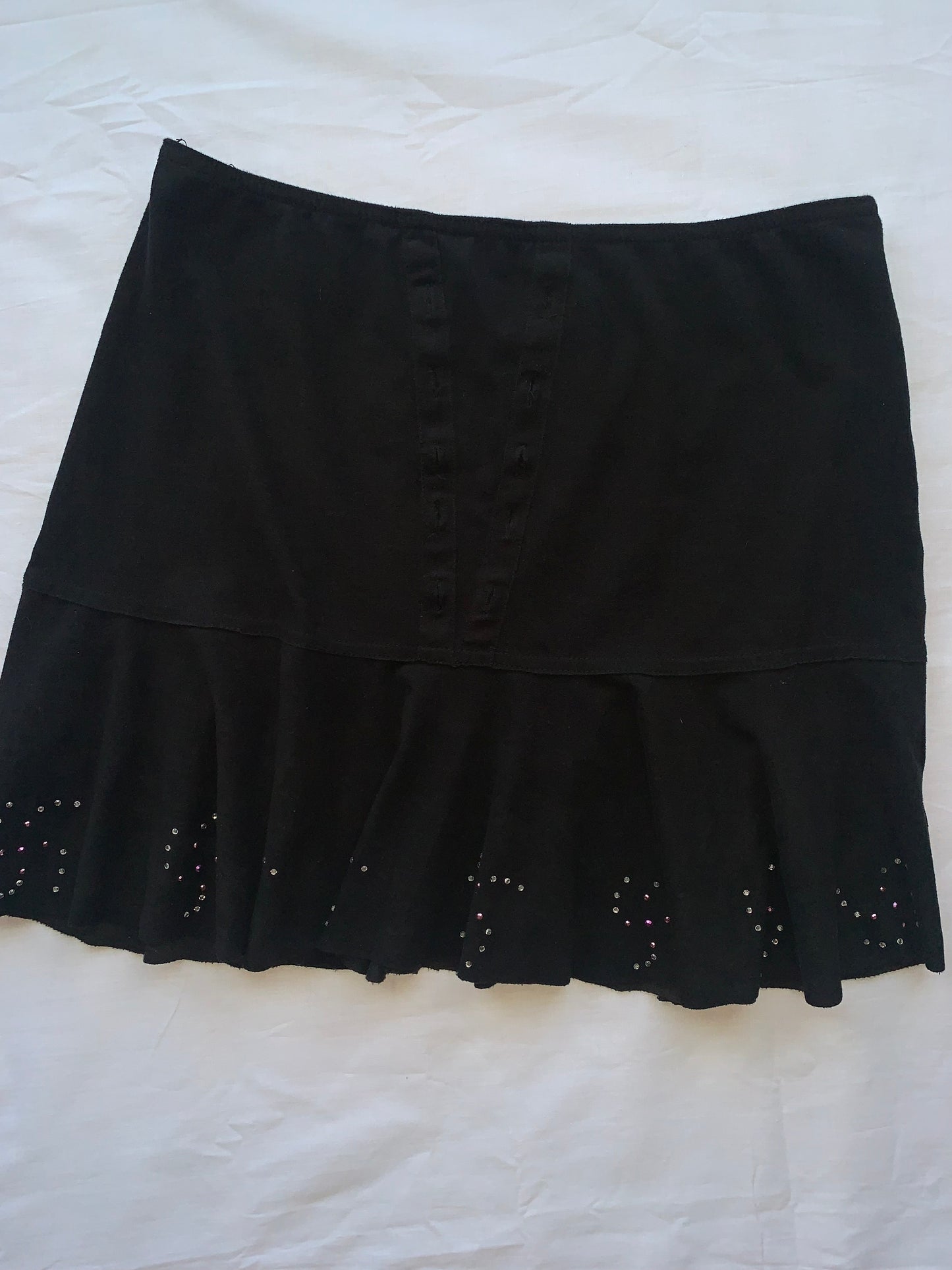Black velour diamente mini skirt size 10