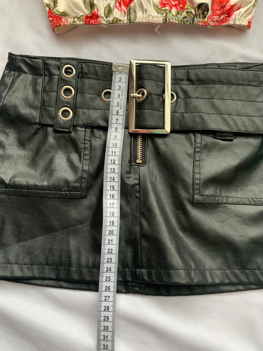 Leather look mini skirt xs/s measurements in photos