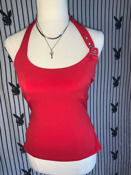 Red Glasson buckle halter top size xs
