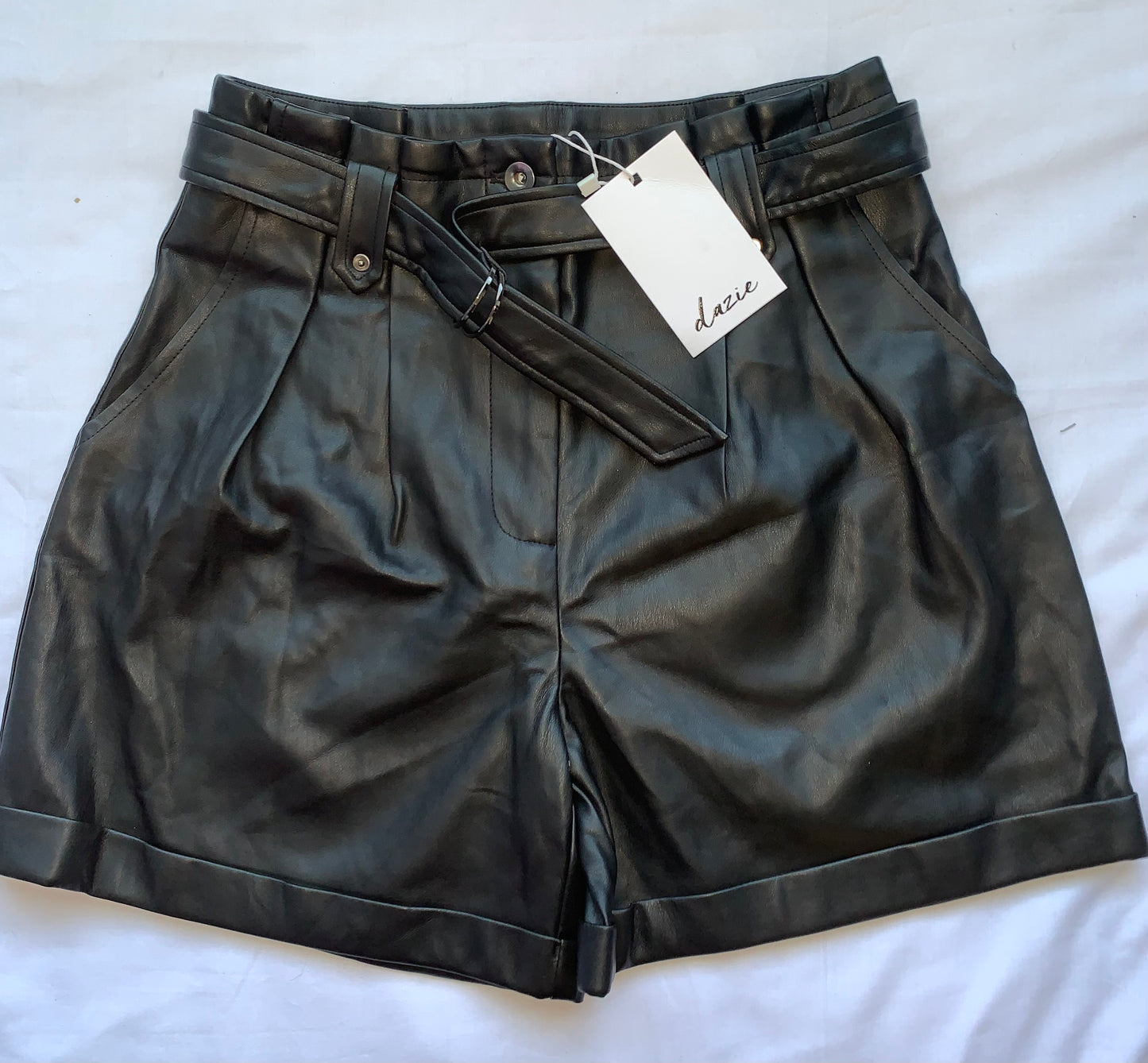 Bnwt pleather shorts with belt size 12