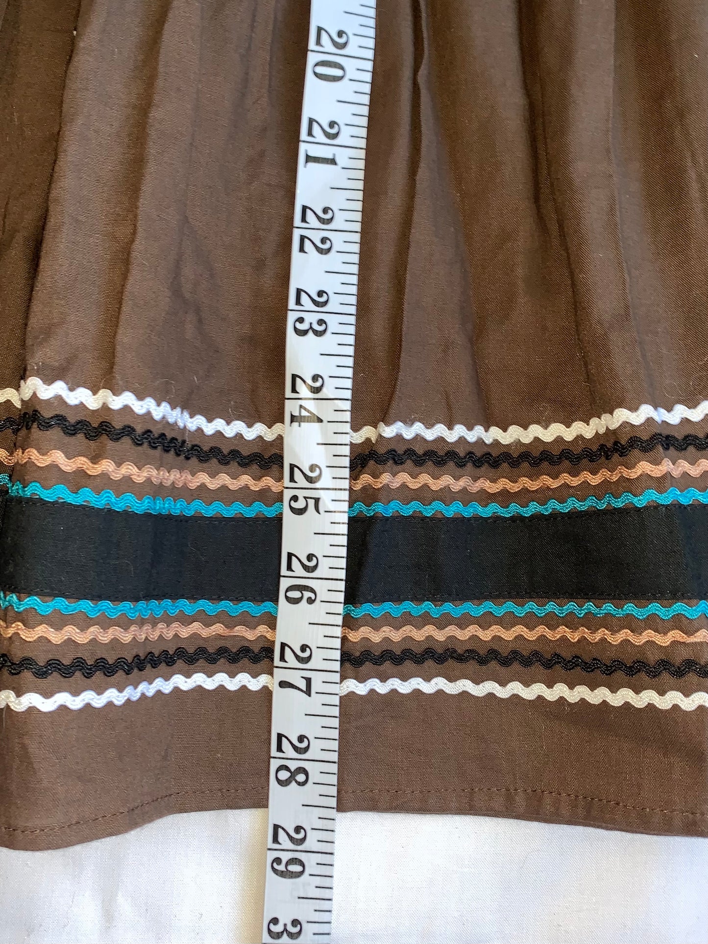 Brown embroided skirt size small see photos for measurements