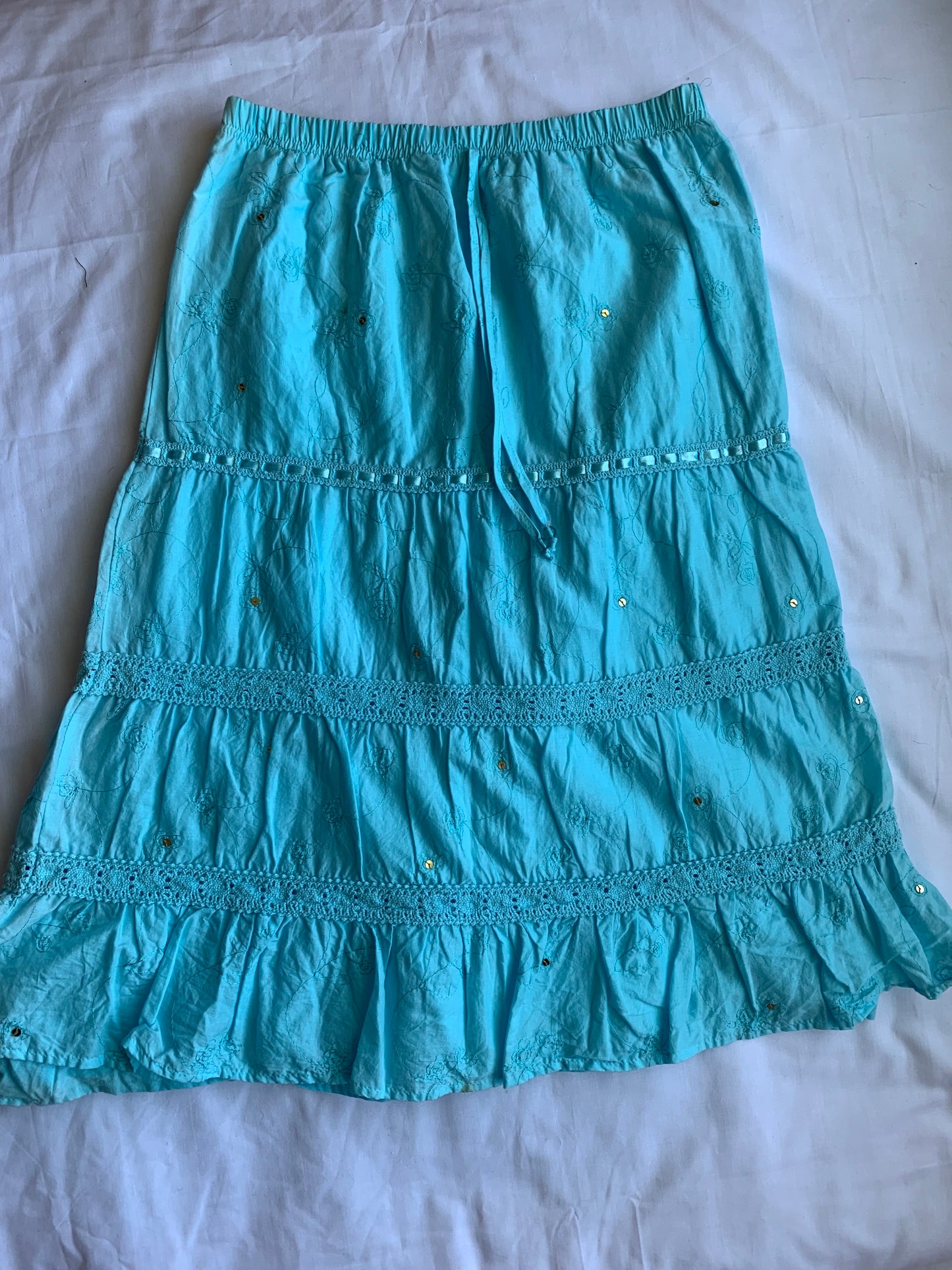 Fairy blue midi skirt size 14 kids very stretchy waistband