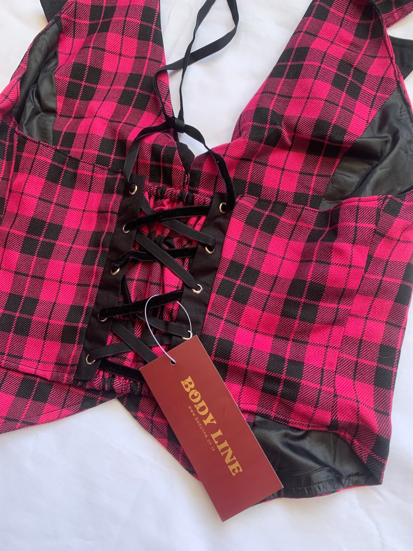 Pink and black corset top bnwt size m