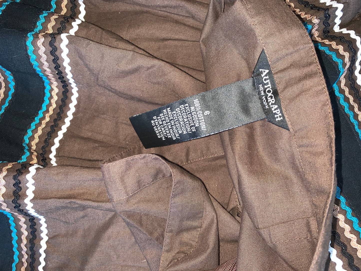 Brown embroided skirt size small see photos for measurements