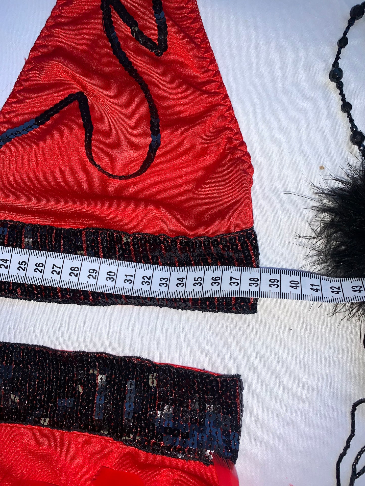 Red flame feather out fit size s check photos for measurements
