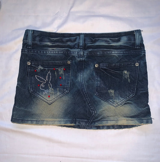 Denim diamente bunny mini skirt