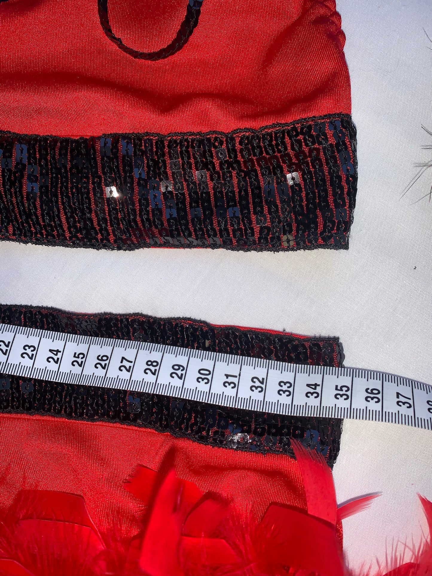 Red flame feather out fit size s check photos for measurements