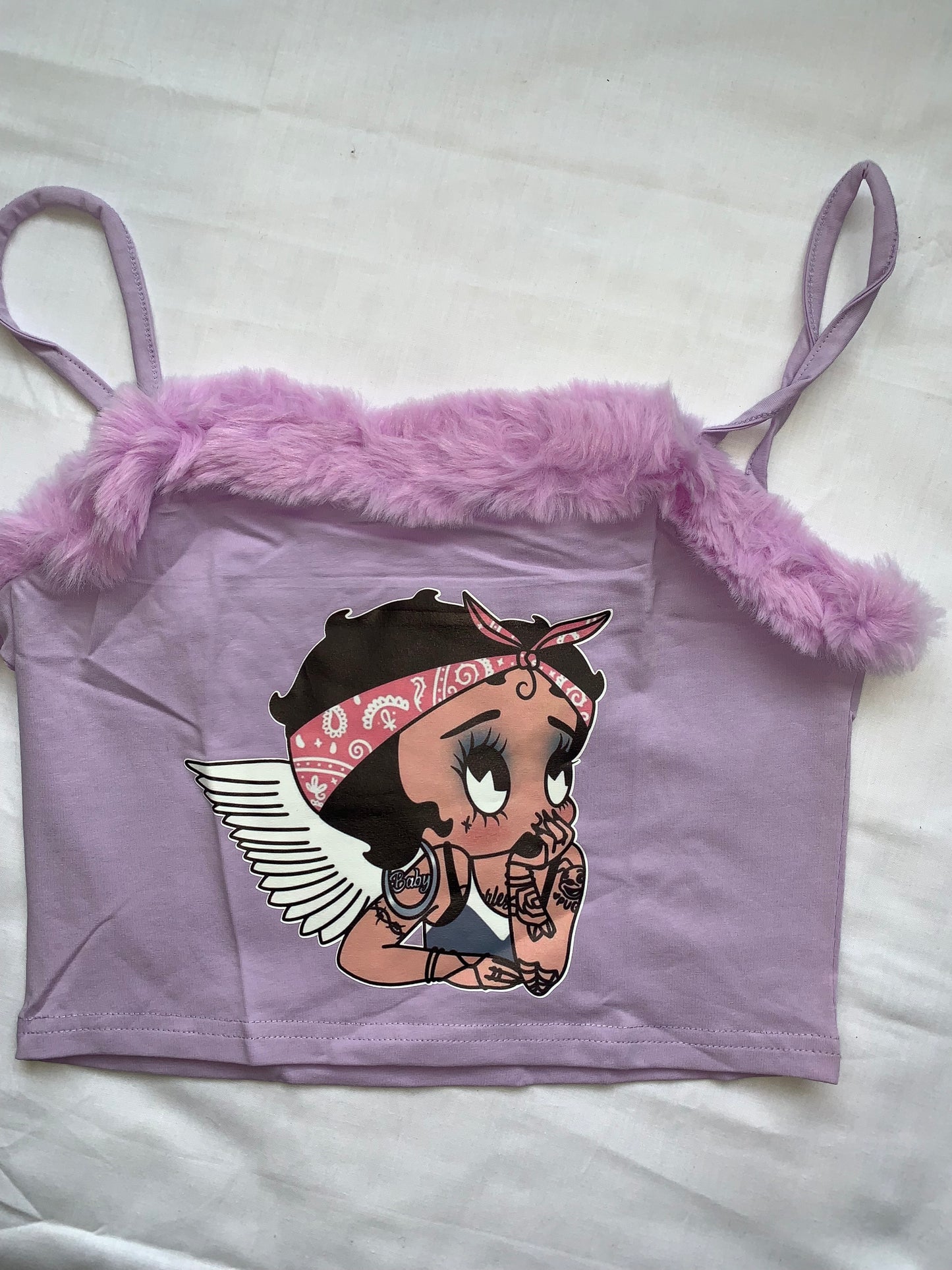 Purple fluffy crop size 8 /10