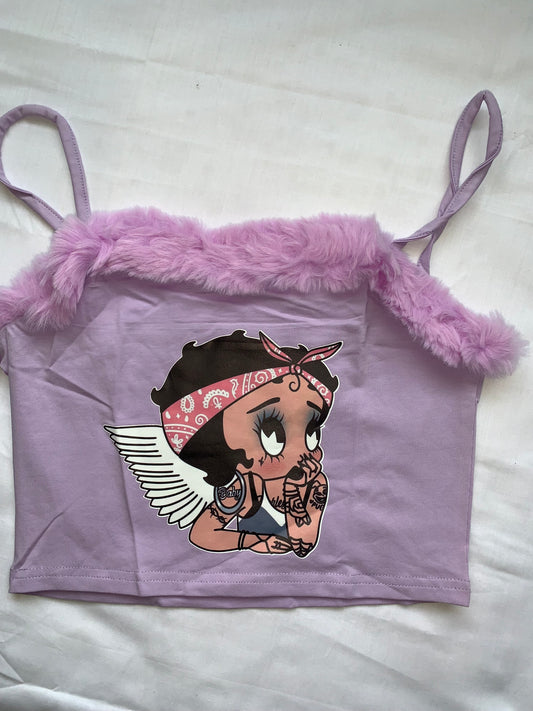Purple fluffy crop size 8 /10