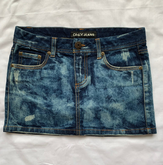 Only jeans denim mini skirt measurements in photo