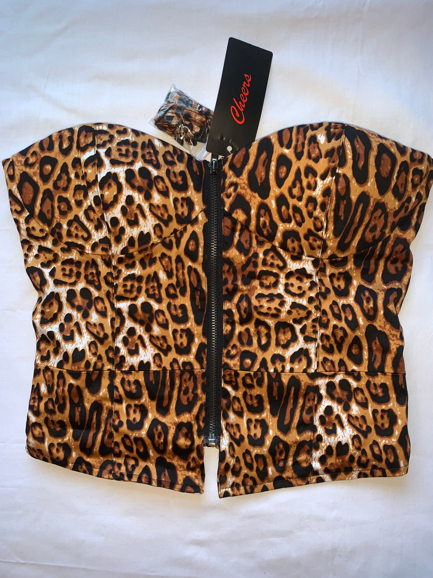 Leopard print corset top bnwt dead stock size L 12&14