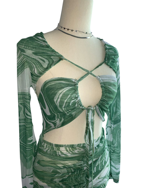 Green tie up front dress size 8 -10