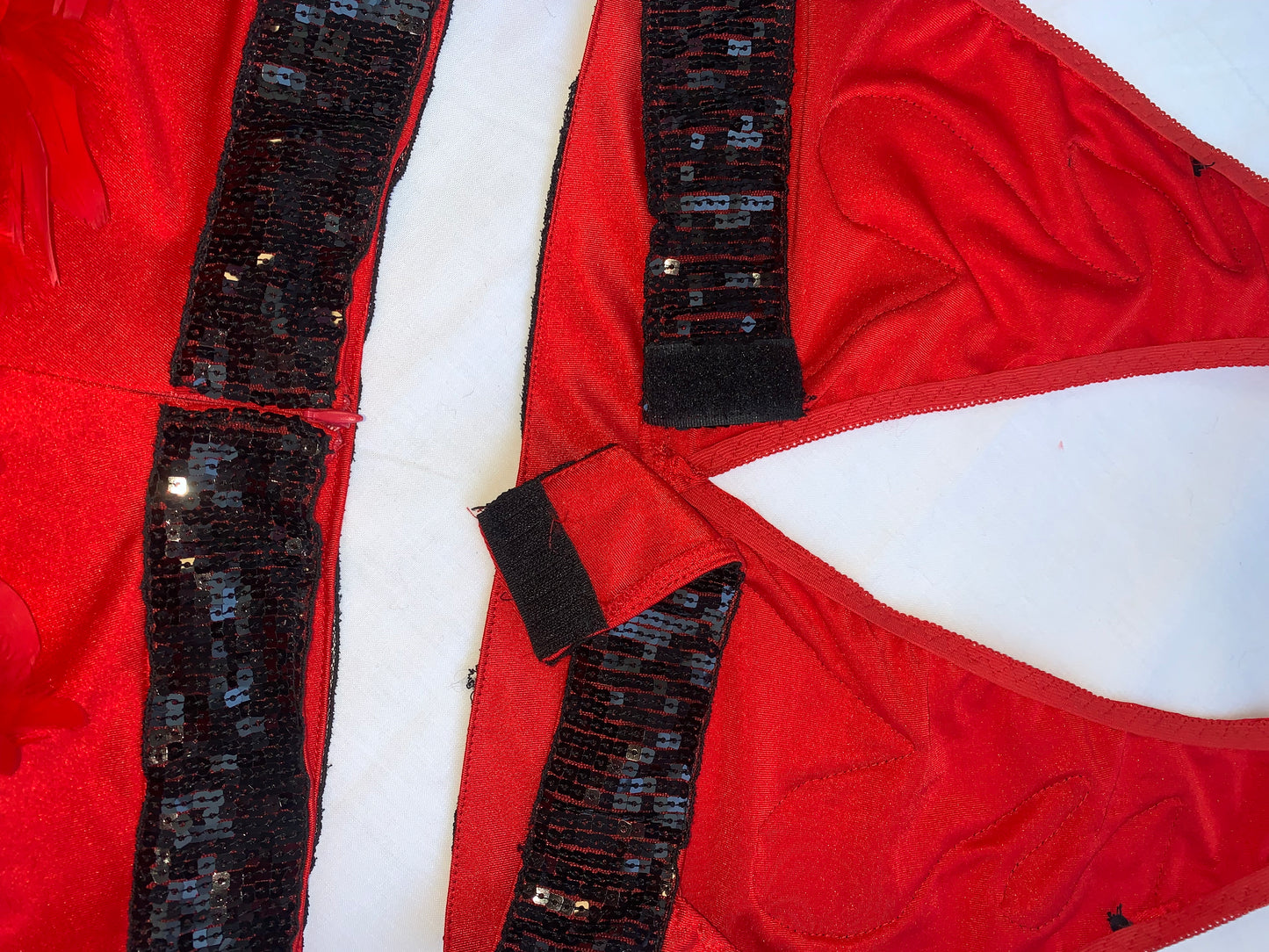 Red flame feather out fit size s check photos for measurements