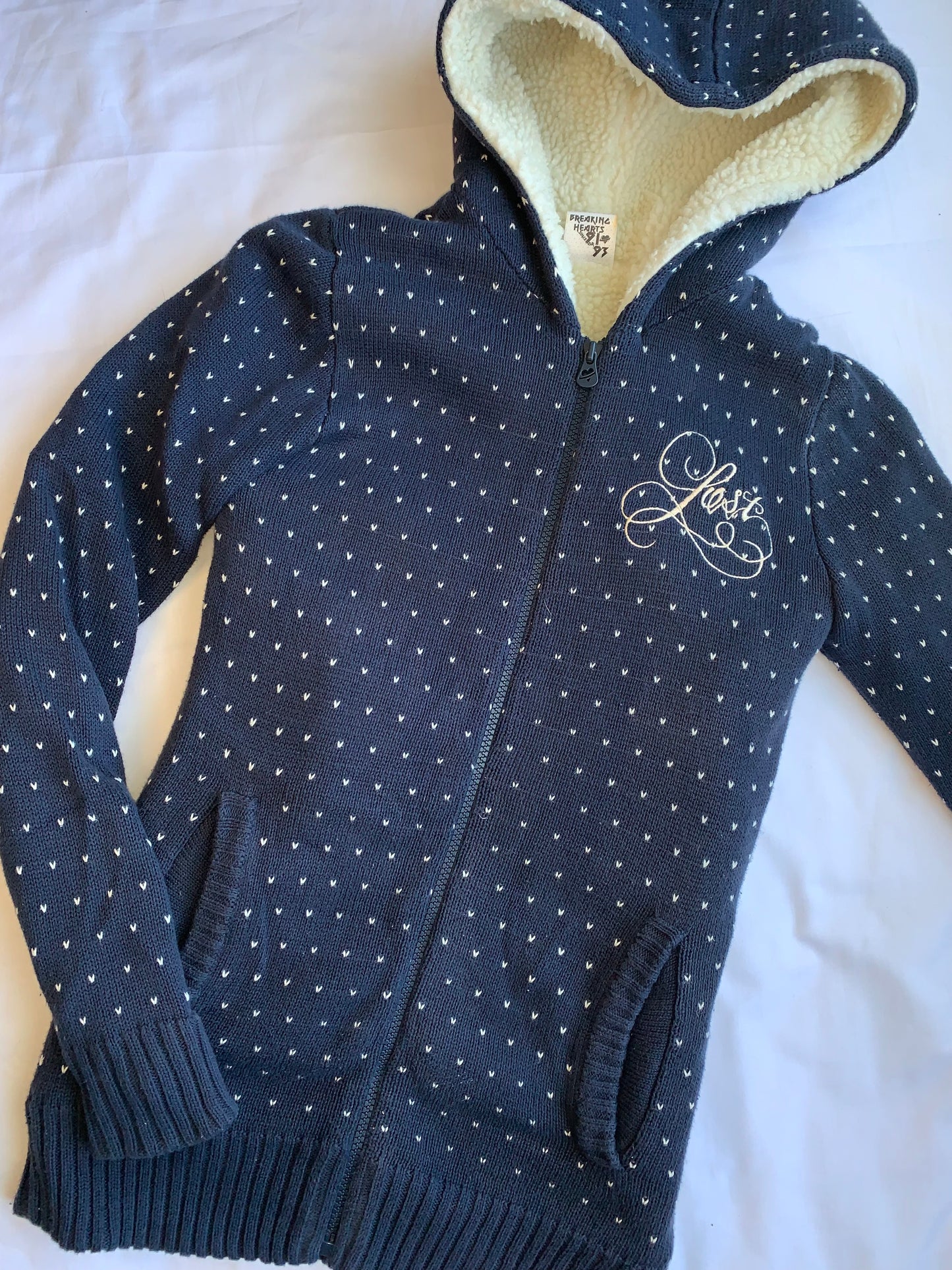 Lost blue zip up fluffy hoodie sizeXS/S