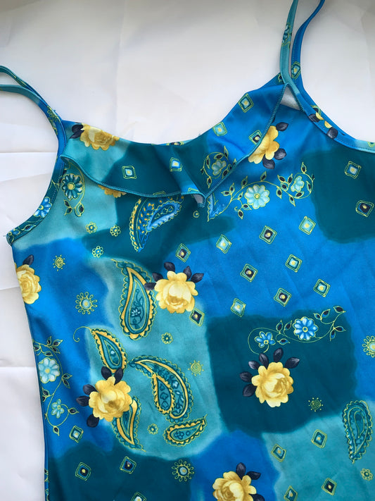 Blue paisley dress with yellow flowers size 8-10