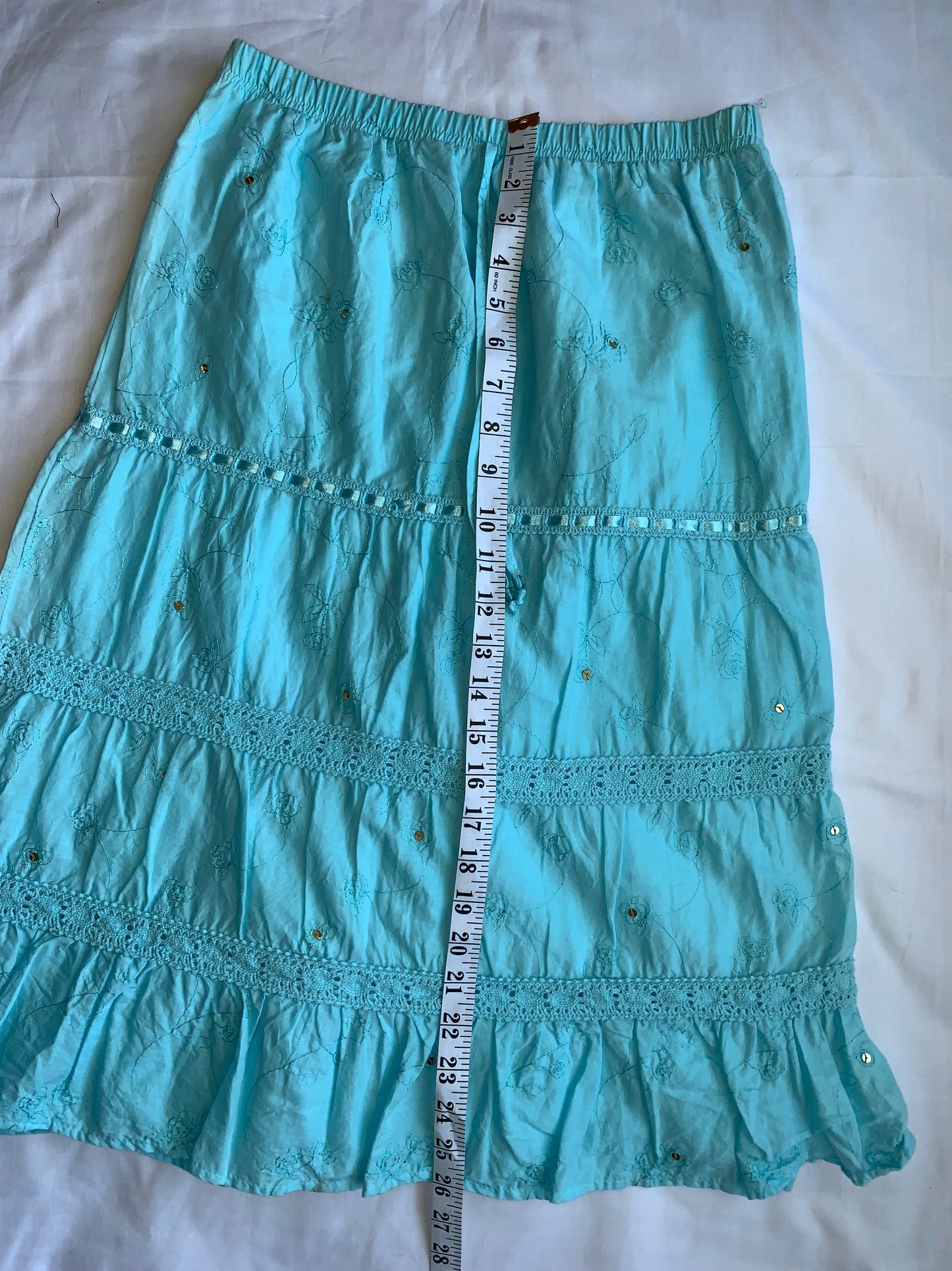 Fairy blue midi skirt size 14 kids very stretchy waistband