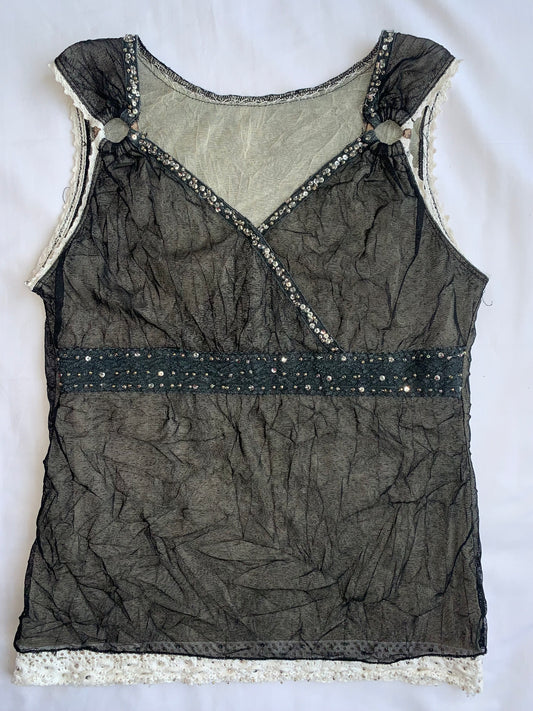 Sheer black detailed top size small