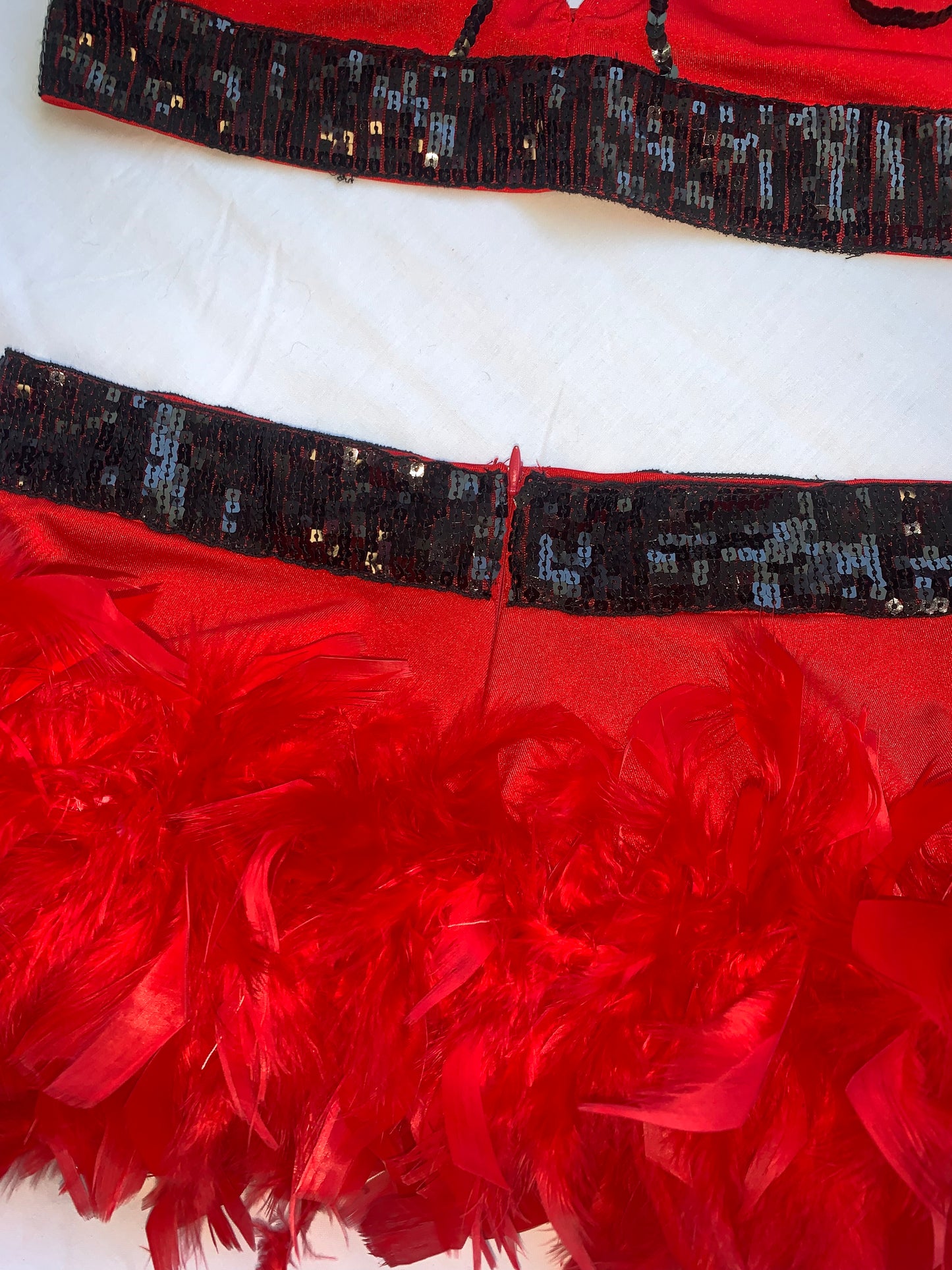 Red flame feather out fit size s check photos for measurements