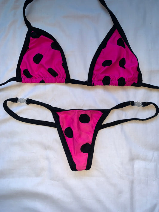 Pink polka dot micro bikini size s/xs