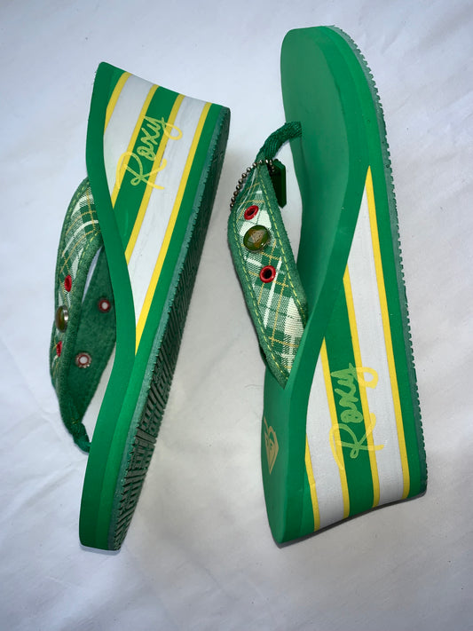 Roxy deadstock size 7 green wedges